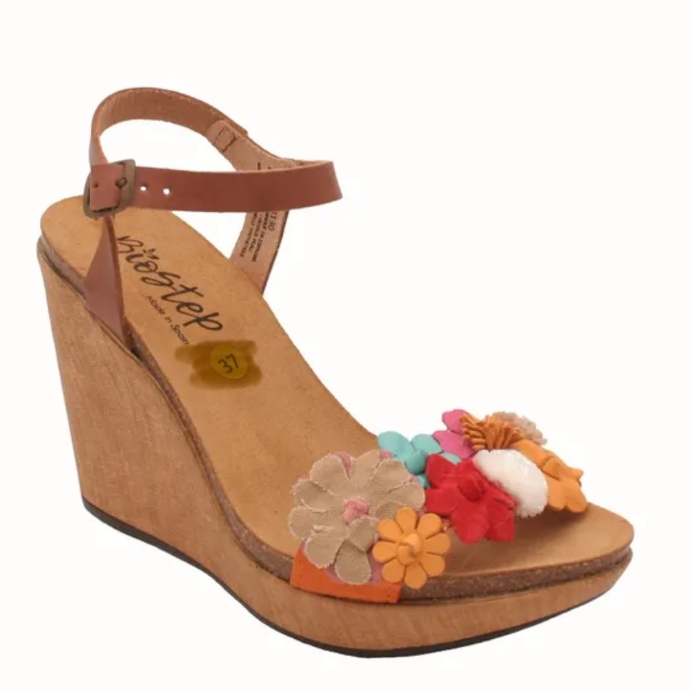 Bio Step Floral Wedges w/Leather Straps | Size 10 (41)